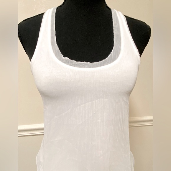 ANN TAYLOR White Tulle & Cotton Racerback Flowy Tanktop - Picture 6 of 16